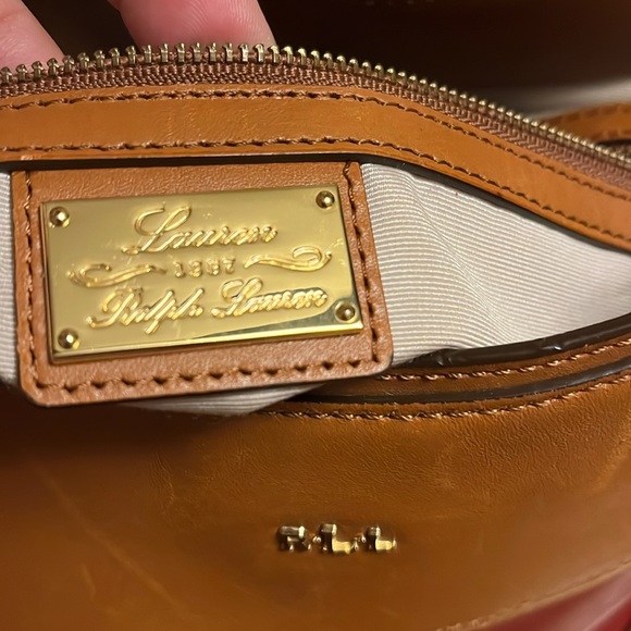 Ralph Lauren burgundy/ brown cow hide  Leather Hobo Bag, good preowned bag - Picture 6 of 17